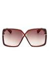 Tom Ford Yvonne 63mm Oversize Gradient Butterfly Sunglasses In Red