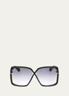 Tom Ford Solange 02 Butterfly-frame Sunglasses In Shiny Black Black