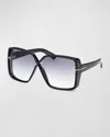 Tom Ford Yvonne Acetate Butterfly Sunglasses In Shiny Black Black