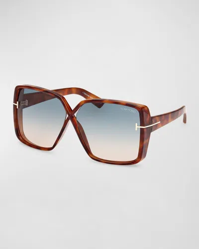 Tom Ford Yvonne Acetate Butterfly Sunglasses In Shiny Havana