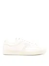 Tom Ford 'waiwick' White Low Top Sneakers With Perforated Logo On The Side And Logo Patch On The Tongue In Beige
