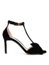 Tom Ford Black Medium Heeled Viscose Sandals With Golden Buckle In Black