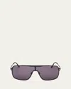 Tom Ford Zappa Metal And Acetate Aviator Sunglasses In Sblk/smk