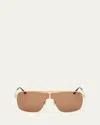 Tom Ford Zappa Metal And Acetate Aviator Sunglasses In Srgld/brn