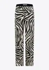 Tom Ford Zebra-print Silk-blend Satin Straight-leg Pants In Monochrome
