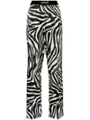 Tom Ford Stretch Silk Trouser With Animalier Print In Black