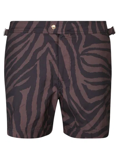 Tom Ford Zebra Print Swim Shorts In Multi