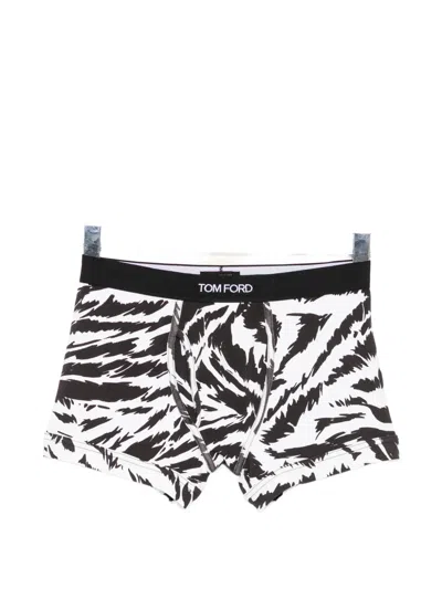 Tom Ford Zebra-print Logo-waistband Boxers Briefs In Black