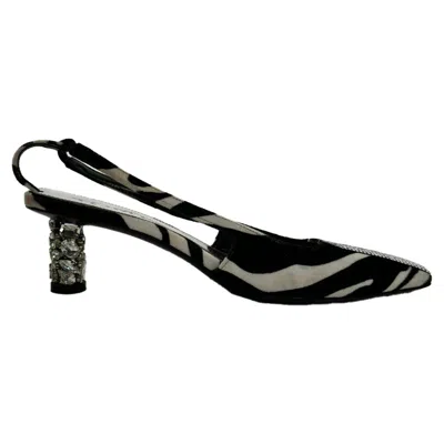 Tom Ford Zebra-print Slingback Pumps In Black And White Suede In Multi