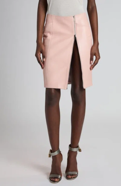 Tom Ford Zip Detail Lambskin Leather Skirt In Powder Pink