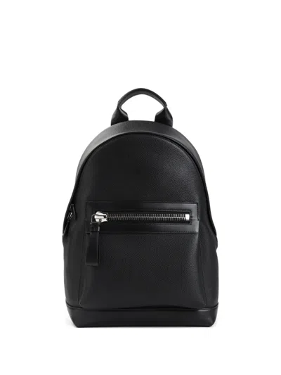Tom Ford Calf Leather Zip Backpack In Black