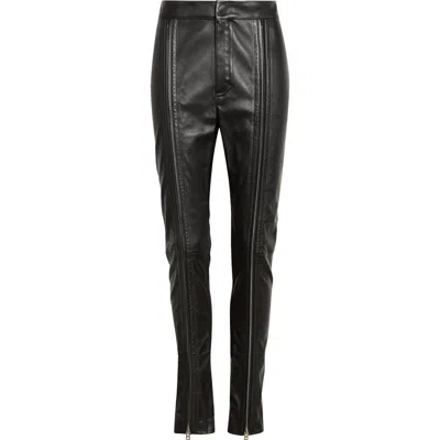 Tom Ford Zip Front Lambskin Leather Skinny Pants In Black