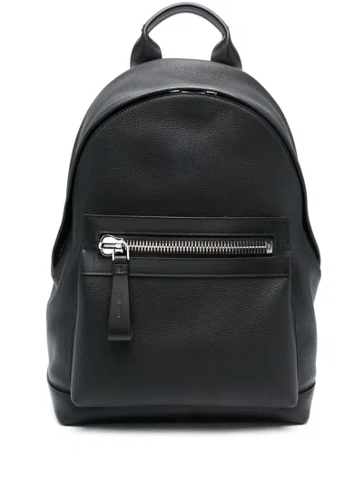 Tom Ford Buckley Full-grain Leather Backpack In Black