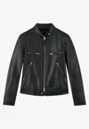 Tom Ford Zip Racer Jacket In Tejus Printed Leather In Black