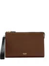 Tom Ford Zip-top Leather Clutch Bag In Brown