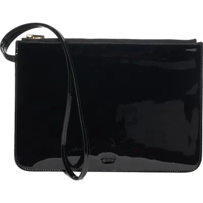 Tom Ford Zip Top Patent Leather Wristlet In Black