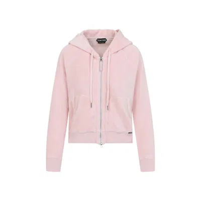 TOM FORD TOM FORD ZIP-UP HOODIE WITH PLUSH TEXTURE AND RAGLAN SLEEVES