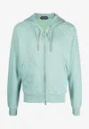 Tom Ford Zip-up Knitted Hoodie In Green