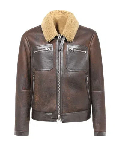 Tom Ford Zip-up Leather Jacket In Black