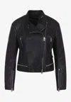 Tom Ford Leather Jacket With Adjustable Waist And Pockets In Black