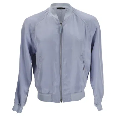 Tom Ford Zip-up Raglan Sleeved Bomber Jacket In Blue Silk
