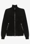 Tom Ford Zip-up Suede Jacket In Black
