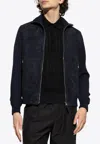 Tom Ford Slim-fit Suede And Merino Wool And Cashmere-blend Jacket In Blue