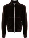 Tom Ford Velvet Zip-up Sweatshirt In Brown