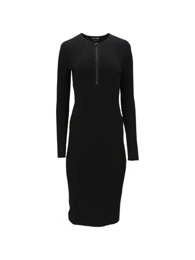 Tom Ford Zip-fastening Midi Dress In Black