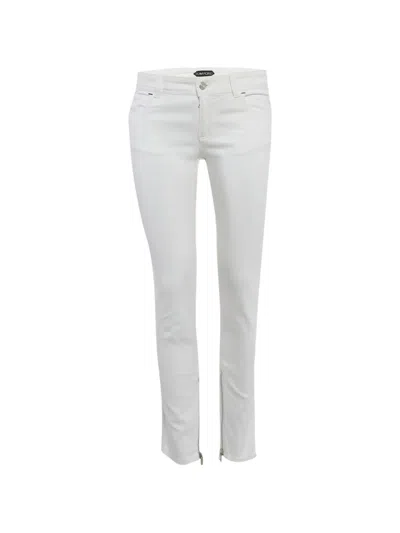 Pre-owned Tom Ford Zip-hem Skinny Jeans In White