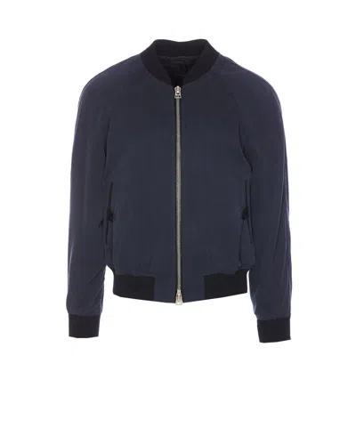 Tom Ford Olive Green Lyocell Bomber Jacket In Blue