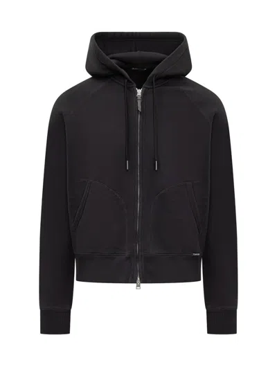 Tom Ford Vintage Garment Zip Hoodie In Black