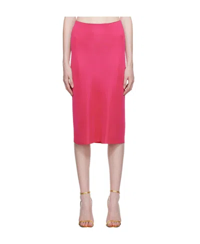 Tom Ford Pink Zip Midi Skirt In Dp645 Bright Rose