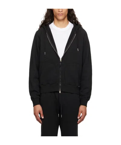 Tom Ford Zippered Hooded Sweatshirt In Black