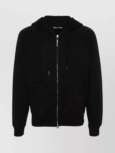 TOM FORD ZIPPERED POCKETS COTTON JERSEY HOODIE