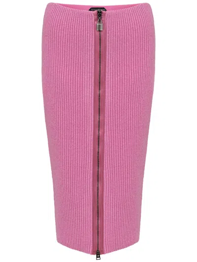 TOM FORD ZIPPERED SKIRT IN PINK KNIT TOM FORD