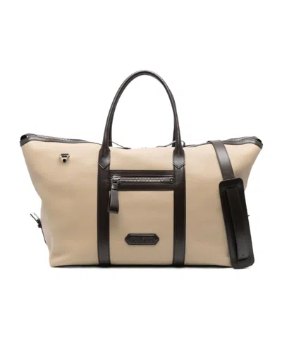 Tom Ford Zippered Travel Bag In Nude