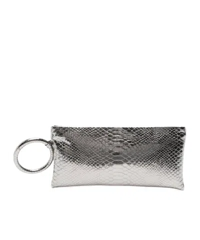 Tom Ford Zip-top Clutch In Silver