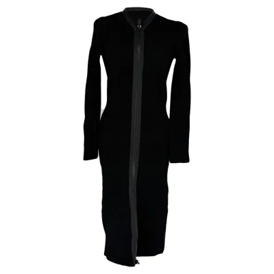 Tom Ford Zip-up Waffle-knit Midi Dress In Black Viscose