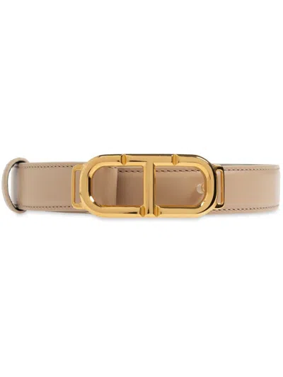 Tom Ford T-logo Buckle Belt In Neutrals