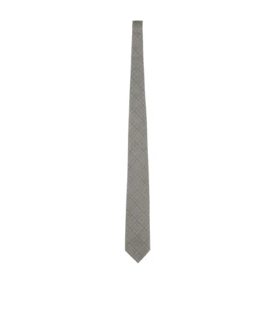Tom Ford Checkered Pointed Tip Tie In Gray