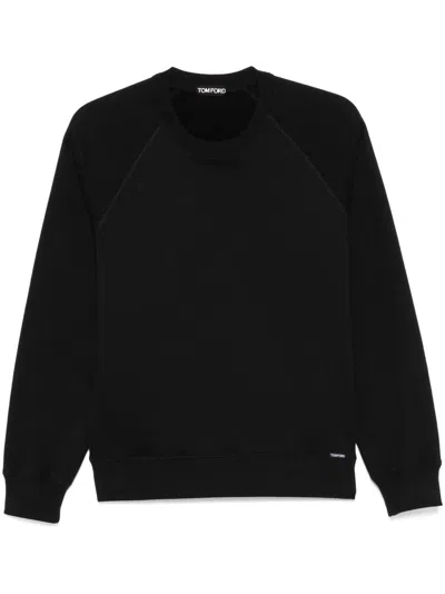 Tom Ford Crew Neck Fleece Sweatshirt Clothing In Black