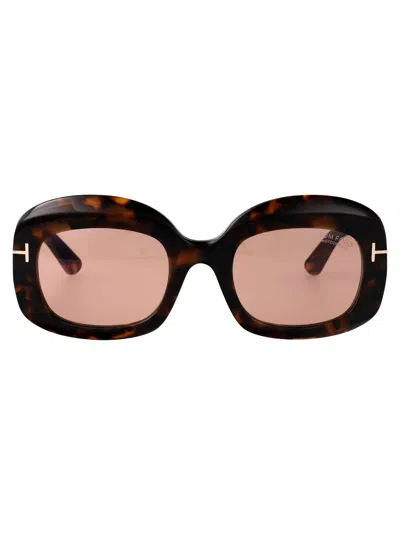 Tom Ford Eyewear Rectangle Frame Sunglasses In Brown