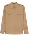 Tom Ford Tailored Yellow Shirt With Structured Collar In Brown