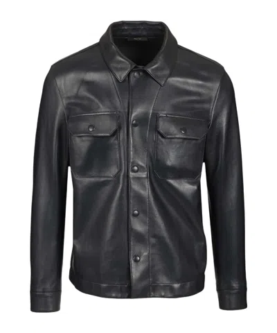 Tom Ford Long-sleeved Buttoned Leather Jacket In Black