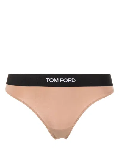 Tom Ford Perizoma Con Logo In Brown