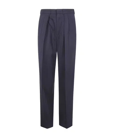 Tom Ford Striped Pleated Casual Pants In Blue
