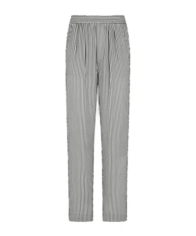 Tom Ford Striped Turn-up Hem Trousers In Black