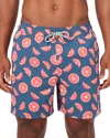 Tom & Teddy Citrus Swim Trunks In Blue  Rouge