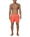 Tom & Teddy Men's Palm-print Swim Shorts In Coral & Lime